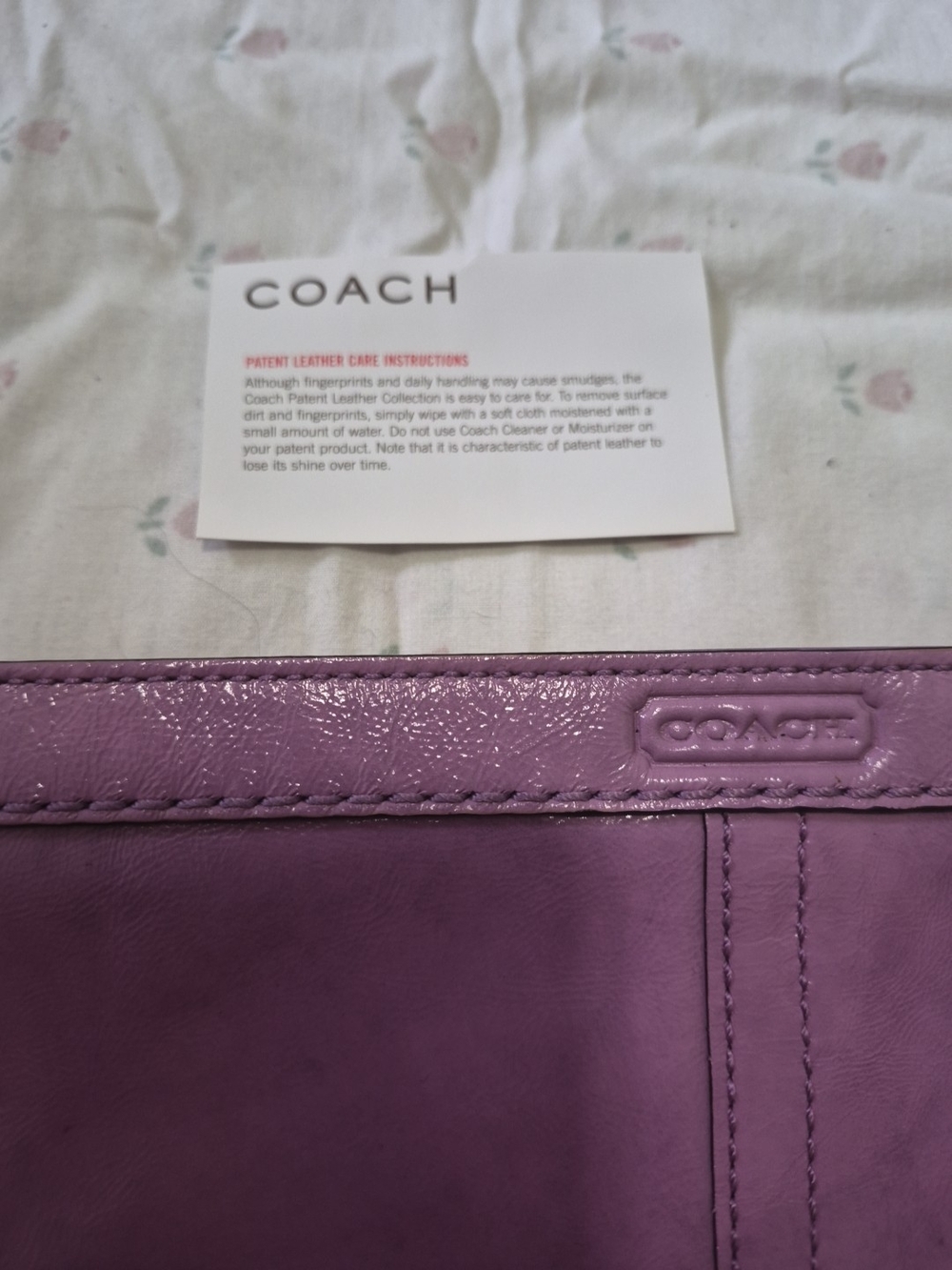 COACH Women's Patent Trim Leather Tote - Lavender